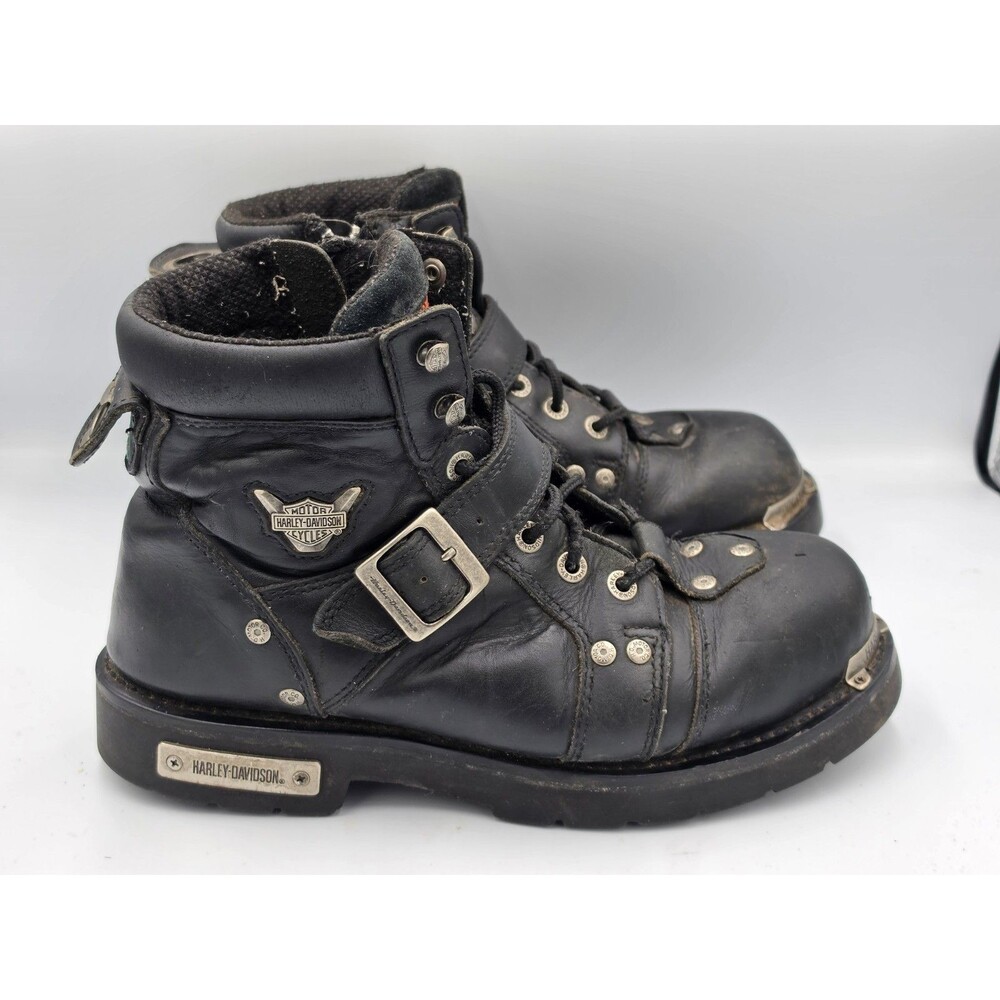 Harley-Davidson Men's Brake Buckle Black 6 Inch Motorcycle Boots 91684 Size 10.5